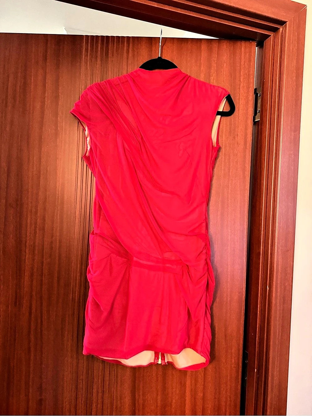 Ruched Mini Dress in Reddish pink Like New